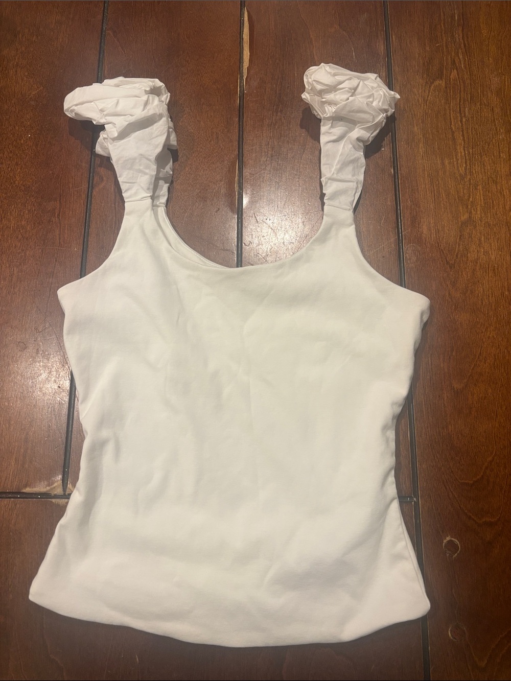 GREY LAB White Ruffle-Strap Tank Top